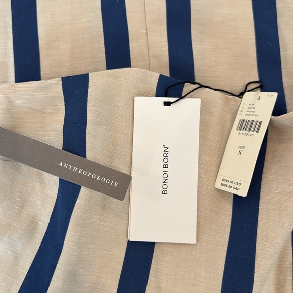 BONDI BORN Strapless Blue and Cream Striped Dress - Picture 6 of 7